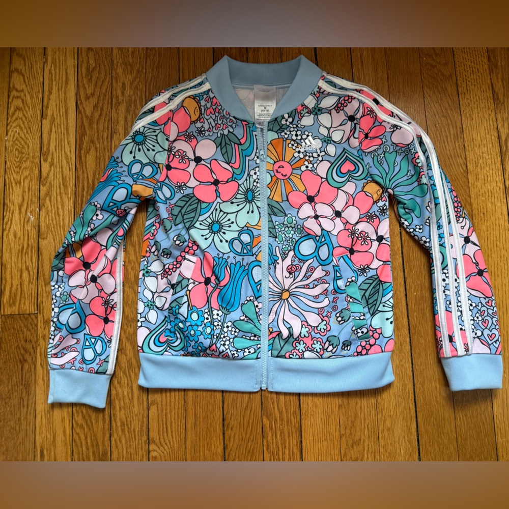adidas Floral Track Jacket - Size Medium (10 / 12)